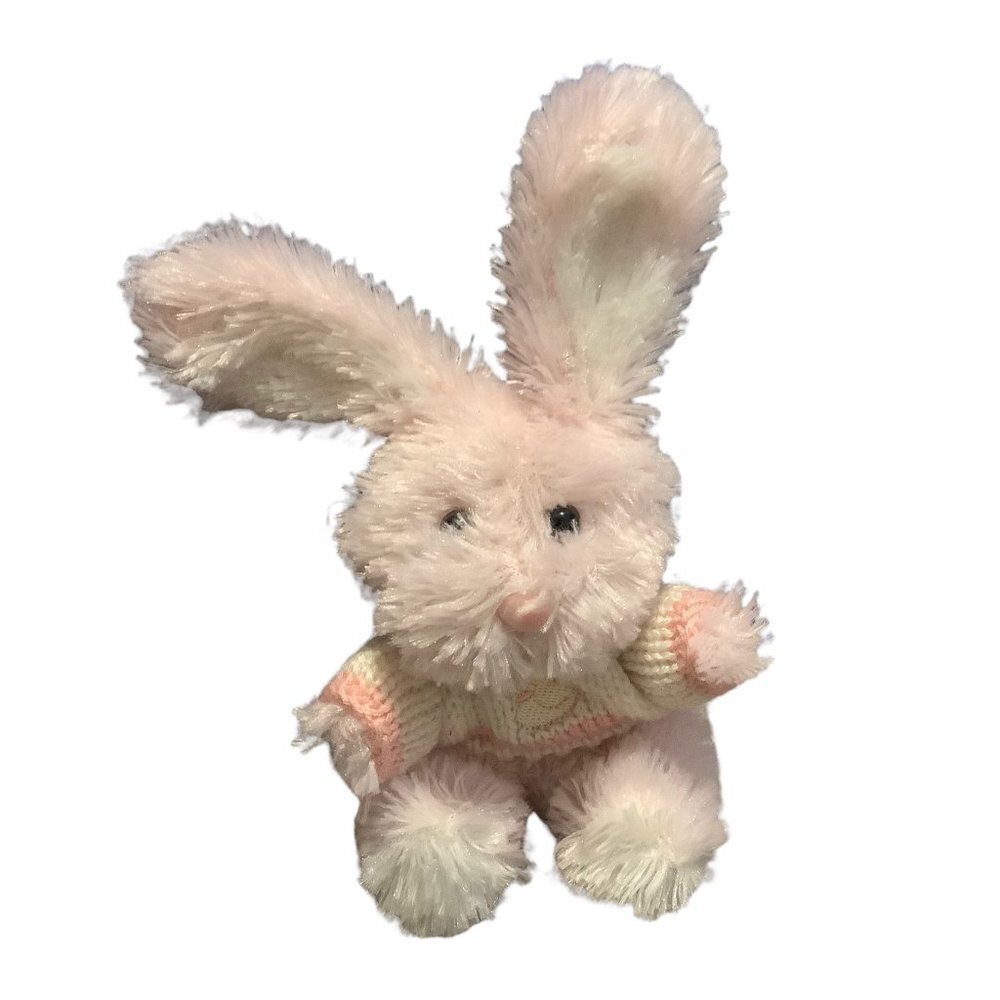 Animal Adventure Bunny Rabbit Plush‎ Duck Embroidered Pink 5.5" tall Easter 2008